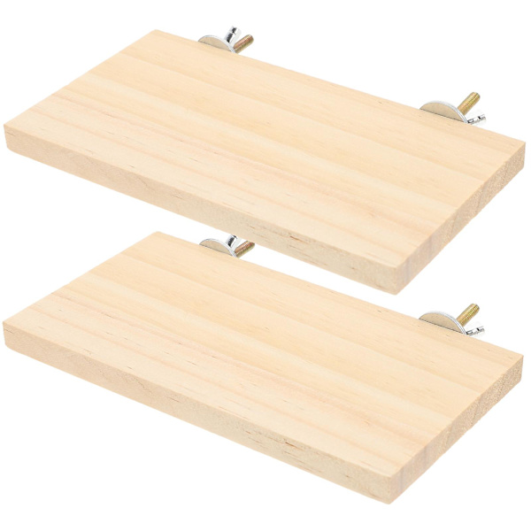 2 st rektangulära papegojplattformar i trä, intressanta fågelplattformar, parakitplattform 15x8cm