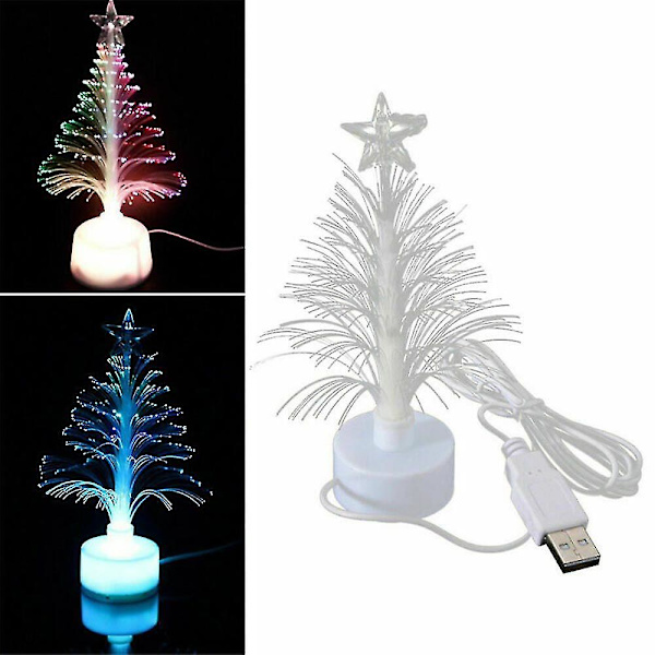 Usb Led Juletrær Nattlys Fargeskiftende Fiberoptisk Juledekorasjon Rekvisitt