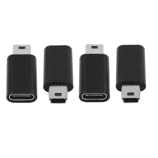 Mini USB till USB-C Adapter - 4-pack Mini USB hane till Typ C hona Konverteringsadapter för MP3-spelare