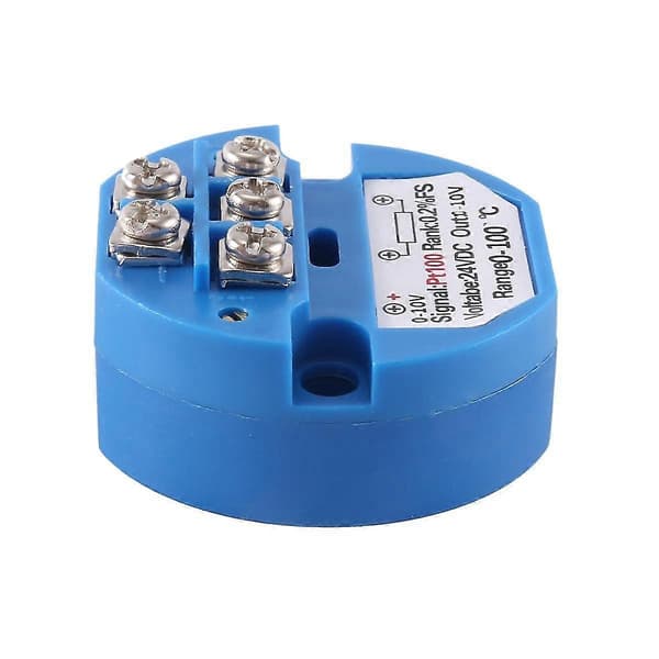 PT100 Type til 0-10V 0-100 Grader RTD Input 0-10 a Output DC24V Termisk Modstand Temperatur Transmitter Blue