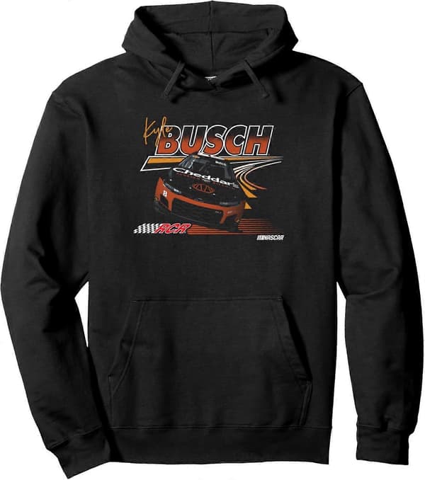 Kyle Busch RCR Race Lines Sort Hættetrøje med Pullover 3XL