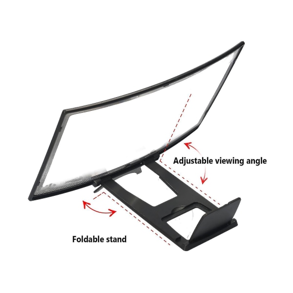 12 tuuman puhelimen näytön suurentaja 3d kaareva näytön vahvistin matkapuhelimelle Taitettava näytön suurentaja Älypuhelimen jalusta Kotiin Toimistoon Lapsille Vanhuksille
