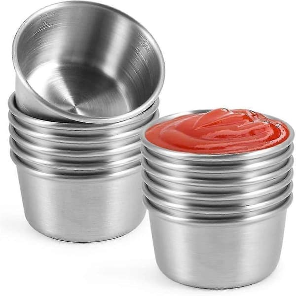 Ramekin såsdippskål Minisåskoppar Pudding kryddkoppar kompatibla med hemmafestrestaurang (silver 12st 70ml)