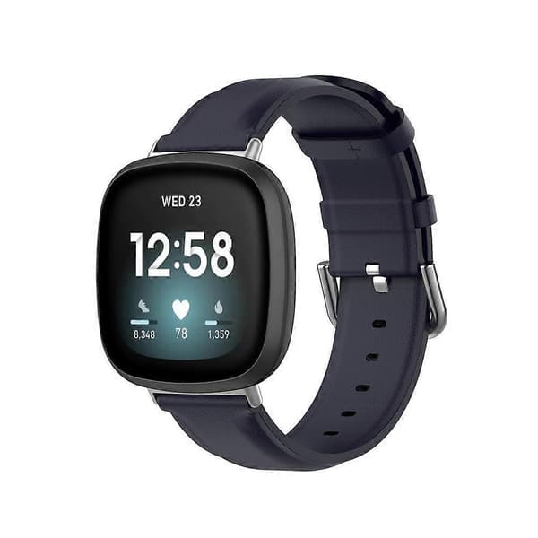 Ekte lærreim for Fitbit Versa 4 / Sense 2 Navy Blue