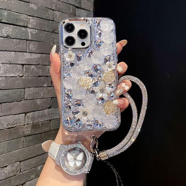 iPhone Mobilskal - Diamantrosblomma med Armband With Bracelet iPhone 16 Pro