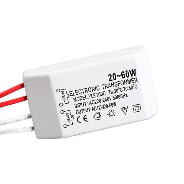 20-60W 12V Halogenlampe Elektronisk Transformator Spotlight Adapter Enhed