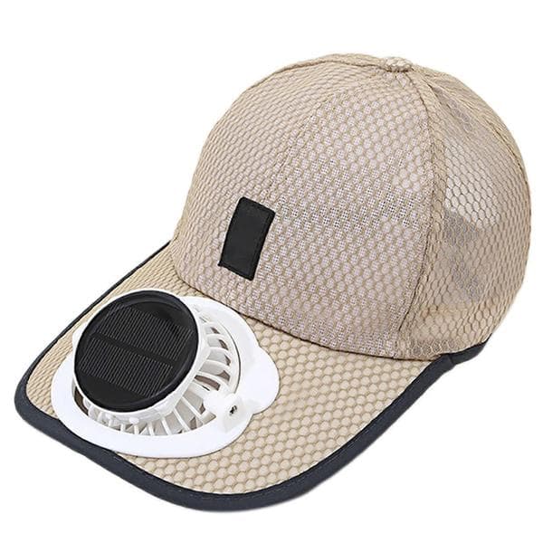 Genopladelig solcellekasket Solcellepanel Ventilatorhat USB-opladning Sommer Udendørs Åndbar Mesh Solhat Khaki
