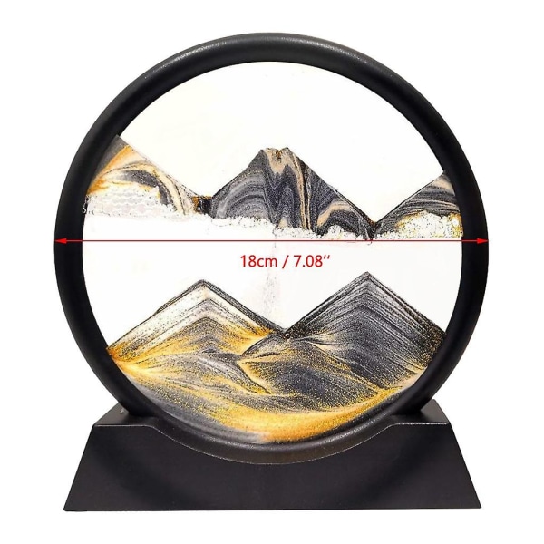 Moving Sands Art Picture 3d Dynamic Deep Sea Sand-scape 7in Black White Gold