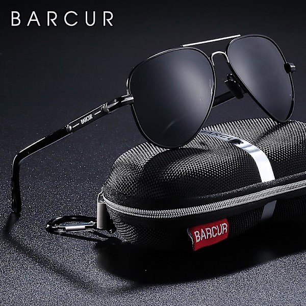 Barcur Polariserad Solglasögon Pilot Solglasögon För Män Tillbehör Körning Fiske Vandring Glasögon Oculos Gafas De Sol Black Gray BARCUR Original