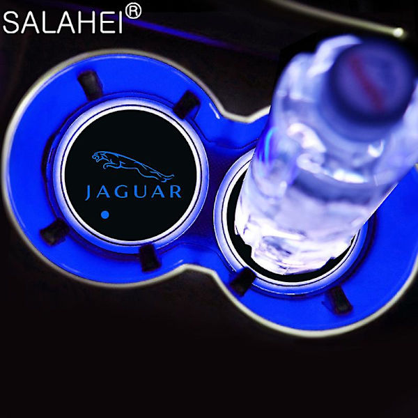 2 st LED färgglada bilvattenkoppshållare ljusunderlägg mattor för Jaguar Xf Xe Xfl Xel Xjl Xj F Pace E Pac inredningstillbehör| |