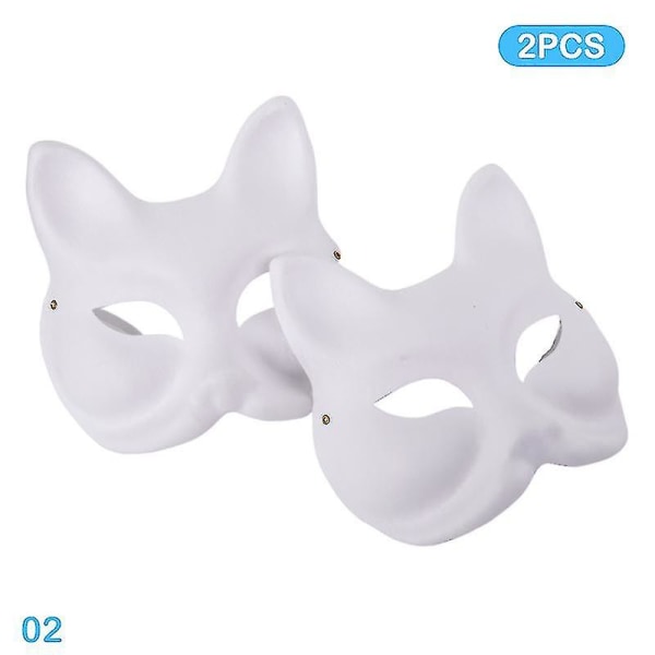 2 stk. Ubehandlet dyremaske Morsom hvit papir tom håndmalt maske kostyme Fox-2PCS