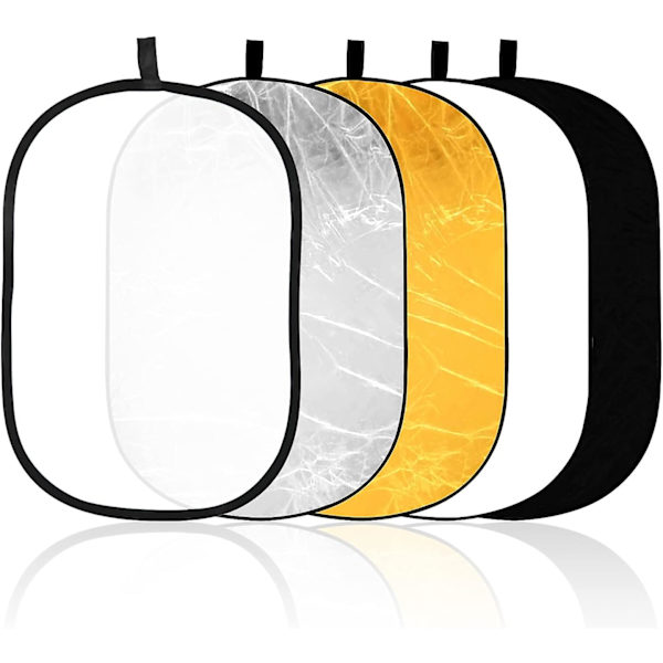 Ljusreflektorer 5-i-1 hopfällbar reflektor, oval bärbar, med bärväska