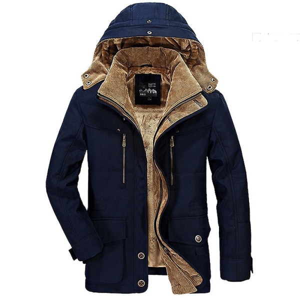 Herr Lång Dunjackor Vinterrockar Med Luva Casual Varm Parkas 6xl Bra Blue 6XL 98 103kg