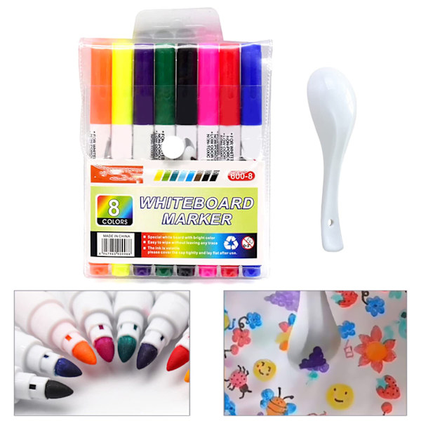 Barnens vattenmålning flytande penna whiteboard penna raderbar flytande penna graffiti markör med sked 40ml