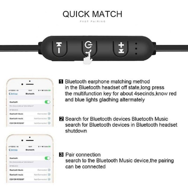 Langaton magneettinen Bluetooth-kuuloke Handsfree-kuuloke mikrofonilla, melunvaimennuskuulokkeet Huaweille, Xiaomille, Samsungille with box black327