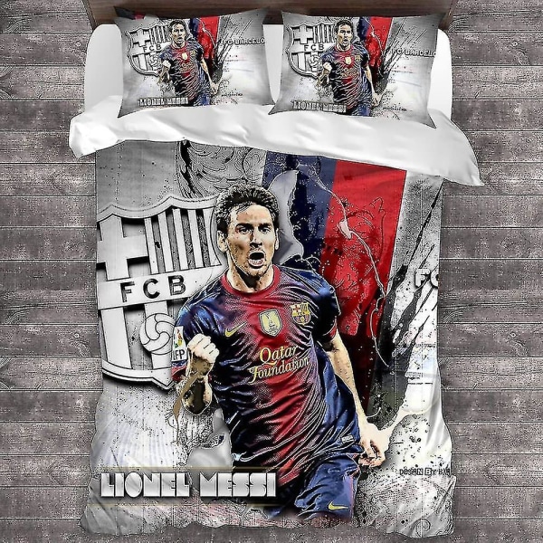 Messi Fc Sängkläder Cover Mjukt cover i mikrofiber med kudde