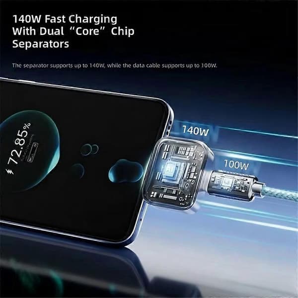 140W USB-C hurtiglading fulladet separator universell hurtiglading sikkerhetsadapter smart auto S