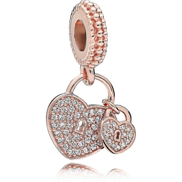 Pandora Pave Hjertelås Dangle Charm, Rosa