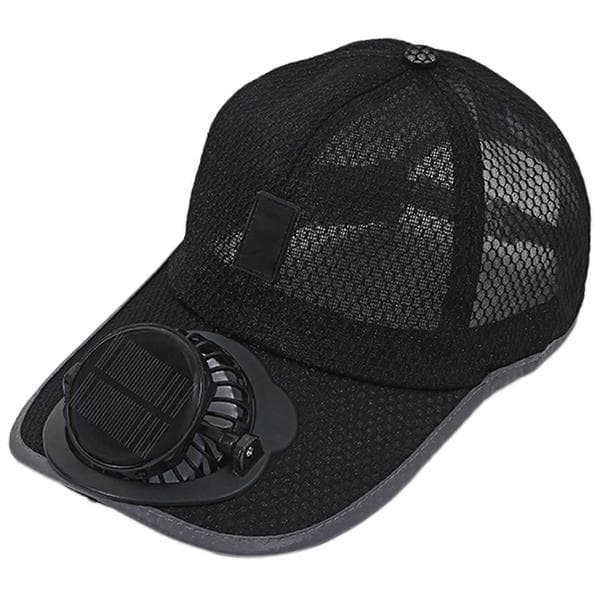 Genopladelig solcellekasket Solcellepanel Ventilatorhat USB-opladning Sommer Udendørs Åndbar Mesh Solhat Black