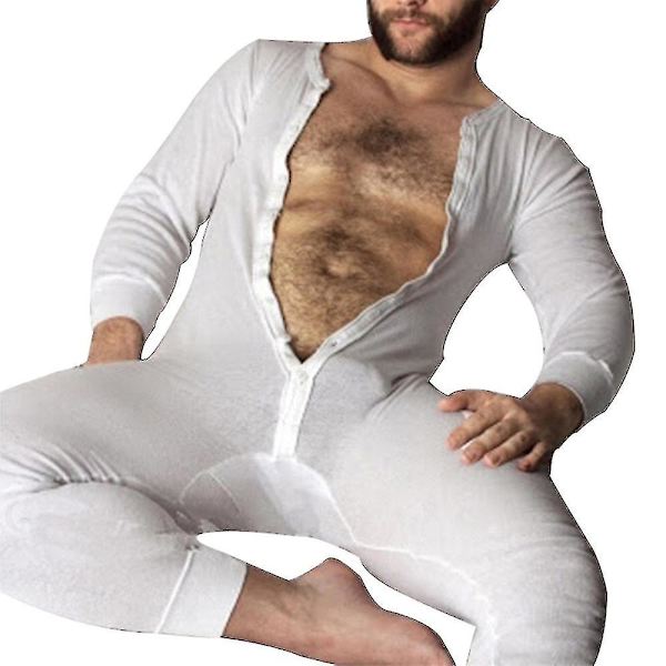 Herr Onesie Långkalsong Nattpyjamas White XL