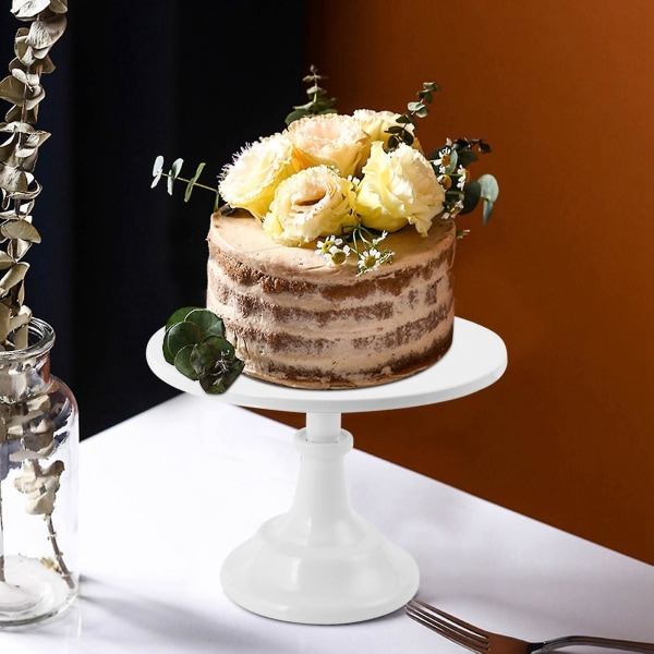 Metallinen rautainen kakkuteline pyöreä jalusta Jälkiruokateline Cupcake näytön teline Leipomoastiat Valkoinen Syntymäpäivä We-haoyi