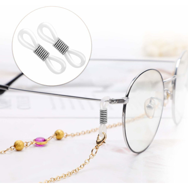 40 stk Brakett Kjede Briller Hale Ring Briller Kjede Holder Silikon Lanyard DIY Perle Kjede Briller Holder Tilbehør