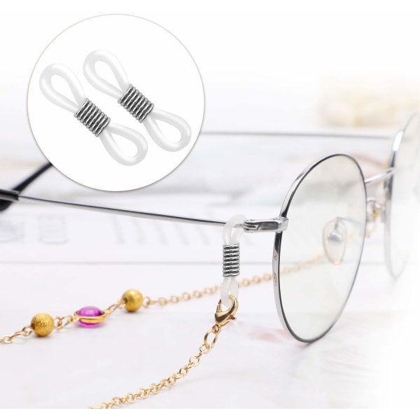 40st Fäste Kedjeglasögon Svansring Glasögon Kedjehållare Silikonband DIY Pärlkedja Glasögonhållare Tillbehör