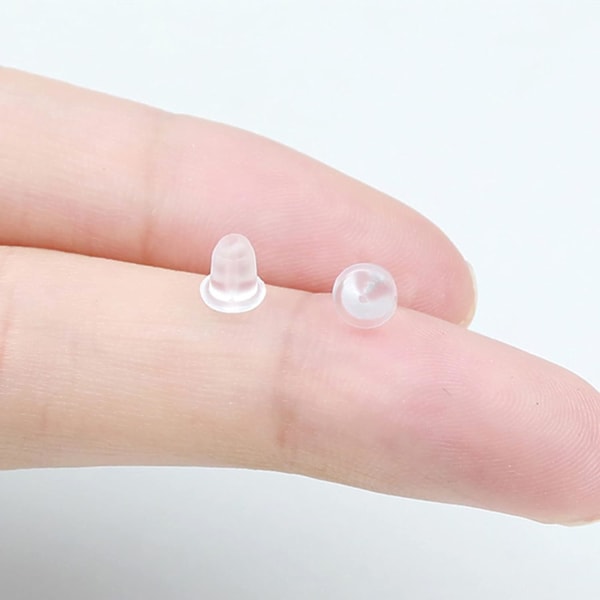 100 st silikonörhängen, tryck på örhängen, örhängen plugg, för DIY-ersättning, transparent (4 * 4 mm)