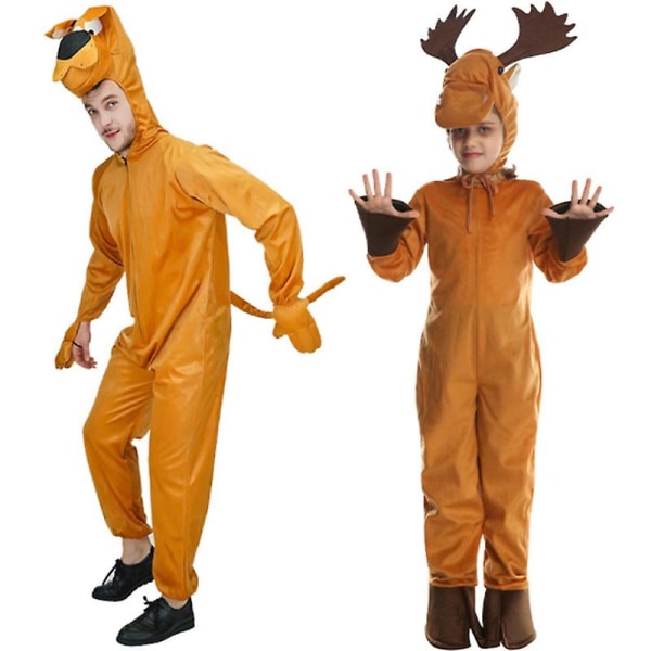 Julekostyme med reinsdyr og elg for voksne og barn - Unisex dyreonesie - Festdrakt KIDS ELK