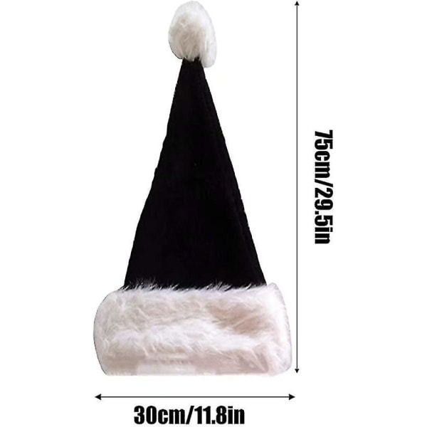Musta joulupukin hattu - Adults Deluxe Black and White Xmas Christmas Hat Pack 2 kpl