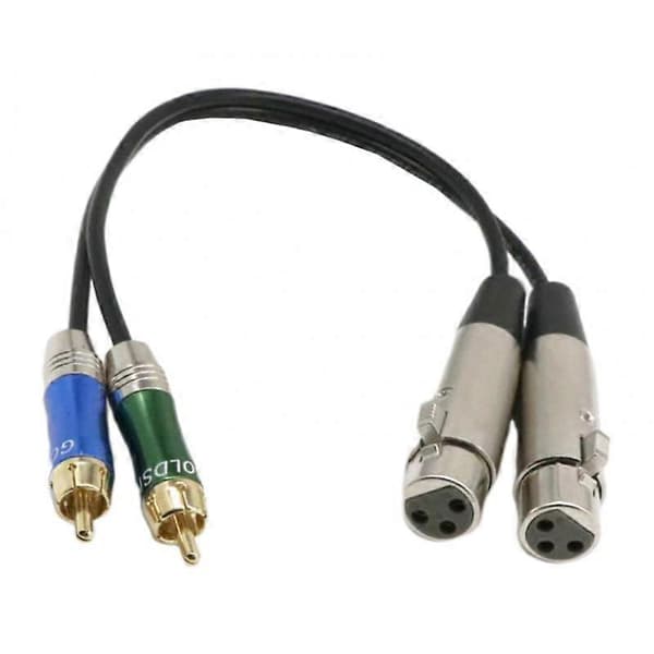 2 XLR hun til 2 RCA han stik adapter mikrofonkabel stikadapter