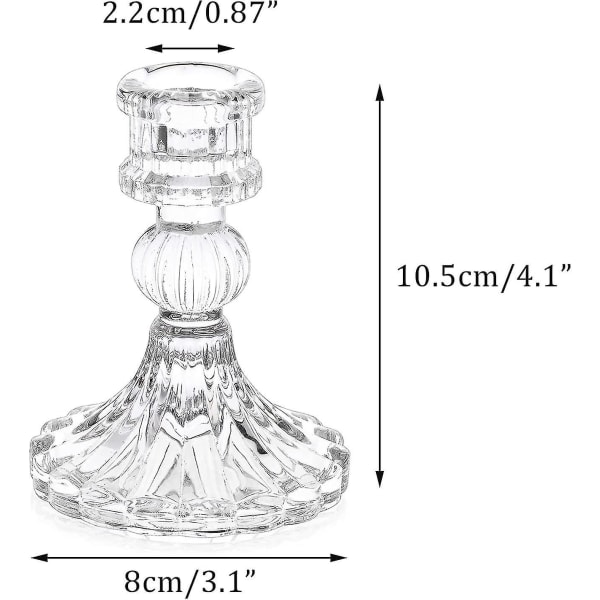 Crystal Glass Candle Holders Set Of 2, Decorative Candle Holder Clear Glass Taper Candle