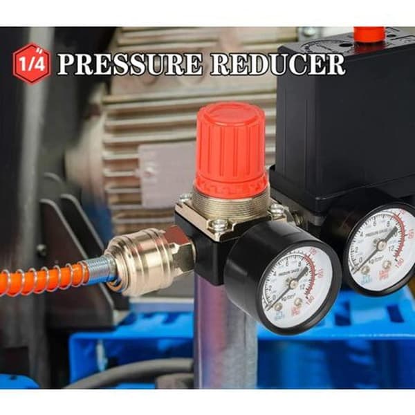 Lufttrycksregulator Pneumatisk Ventil 1/4, Pneumatisk Tryckreglerventil, Tryckreglerventil för Luftkompressor, 175 PSI, EU Standard Gray