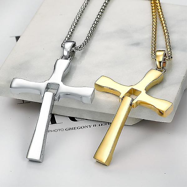 316l ruostumaton teräs Fast And Furious -elokuvien näyttelijä Dominic Toretto Rhinestone Cross Crystal -riipusketju kaulakoru miesten korut