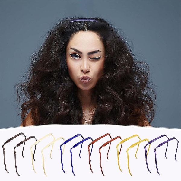 2 stk hårhodebånd for krøllete tykt hår, usynlig hårbøyle, verktøy for å fikse frisyrer Dark Blue