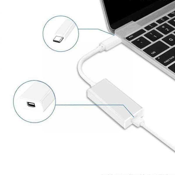 MacBook Air Pro Thunderbolt 3 USB-C til Mini DisplayPort Konverter Adapter 4K PLAY