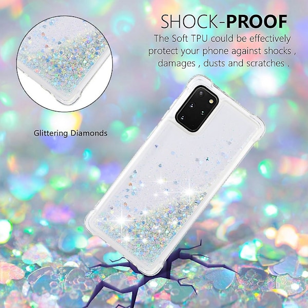 Sølvhjerter Glitter Quicksand TPU-deksel til din Samsung Galaxy S20 Plus 4g/5g