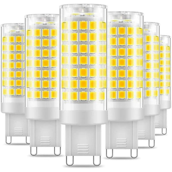 6-pack G9 LED-lampor, flimmerfria, 7 W, kallvitt 6000 K, 650 lm, motsvarande 60 W energibesparande halogen, 360 graders vinkel, AC220-240 V