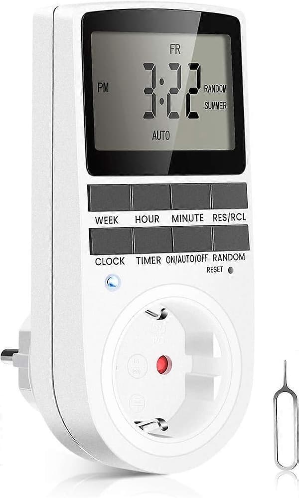 Digital timer 16A / 3680W Stikkontakt 16 konfigurerbare programmer Tilfeldig tyverisikring 24H / 7D