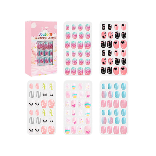 Douborq 120 stycken barns nagelbitar och falska nagelbitar set Multicolor