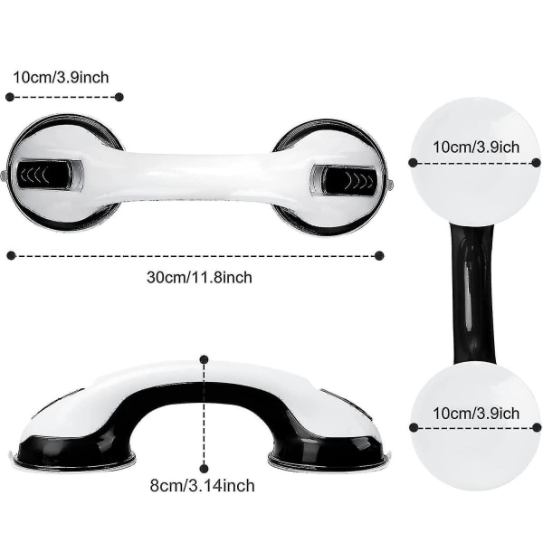 2-pakning med 12\" baderomsgripestenger dusjhåndtak med sterk sugekopp Lh-1