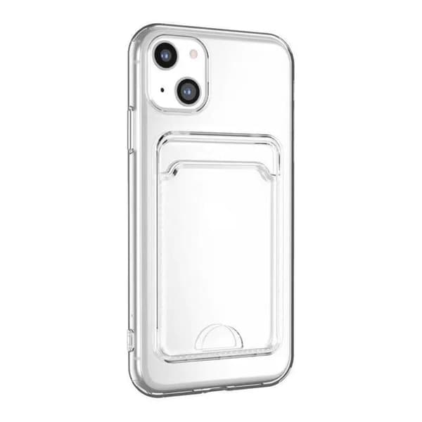 iPhone 15 Plus Støtsikkert Deksel med Kortholder - Transparent