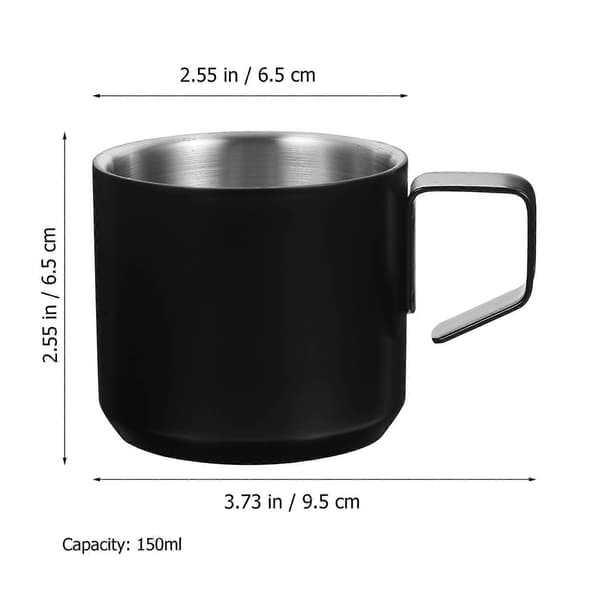 Kaffekrus i rustfrit stål, bærbart til hjemmebrug, sort, 9,5X6,5X6,5 cm, varmeisolerende, 1 stk.