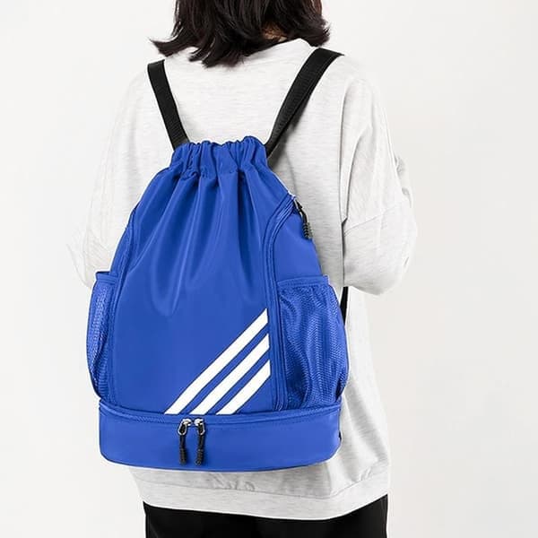 Drawstring Bags, Waterproof Swim Bag for Kids and Adults, Large Drawstring, Athletic Drawstring Gym Backpack, Blue