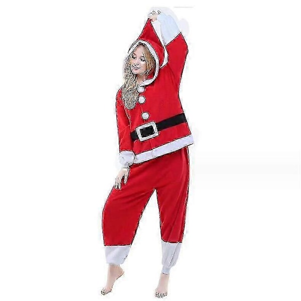 Jultomten Kostym För Män Kvinnor Helkropp Pyjamas Karneval Jul En-delad Kigurumi S