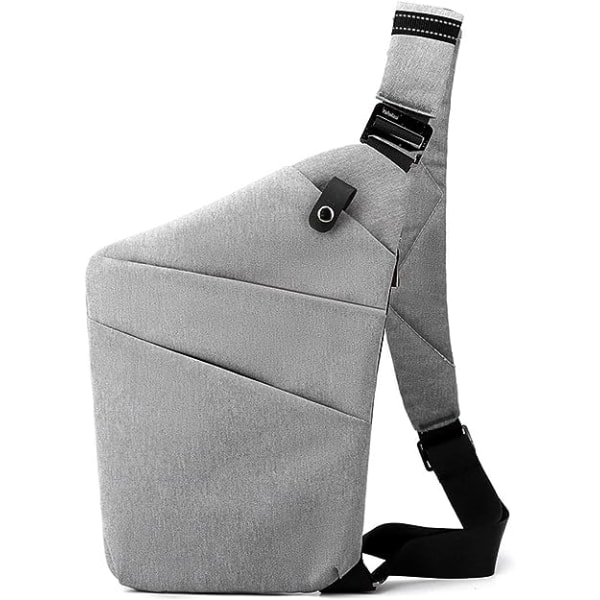 Rinta- ja olkalaukku, crossbody-laukut, suojuspakkaus, reppu, crossbody-laukku miehille ja naisille, matkustus-, urheilu- ja kuntosalilaukut, vedenpitävä nailon Gray (Right)