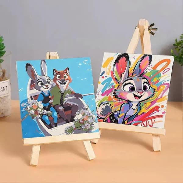 Zootopia DIY Måla efter nummer-kit Judy Hopps Nick Wilde Fan Art 20x20cm 2