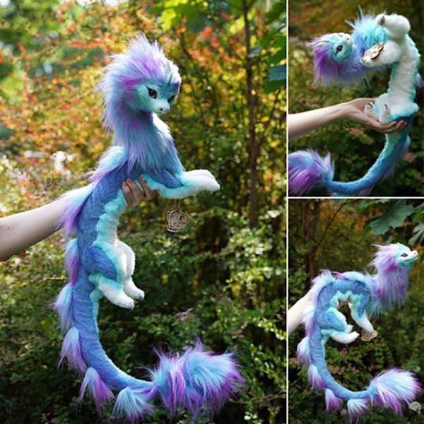 Drageplysj for Raya og den siste dragen Sisu HAOBUY Interchangeable Action Toy - Blå Lilla