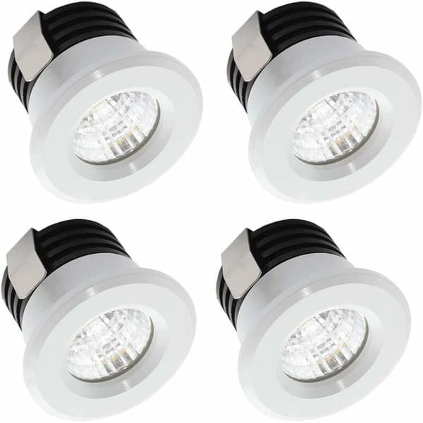 Sett med 4 Mini LED Innfelte Spotlights 3W Varmhvit for Vitrineskap[JUN]