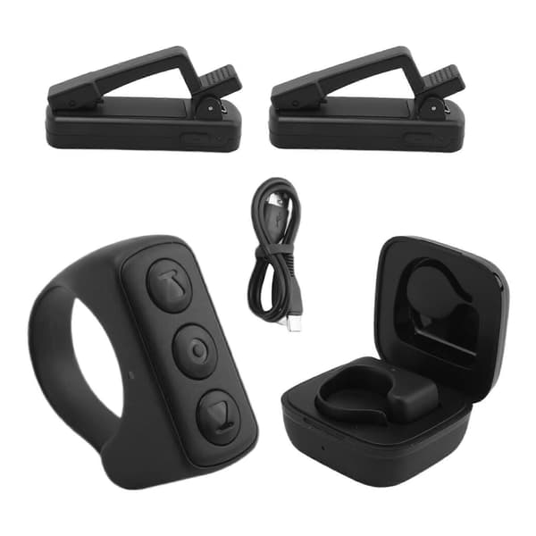 Fjernkontroll Sidevenderring for Kindle Paperwhite Oasis, Bluetooth E-leser Kontroller, Ring, Kamera Utløser Svart